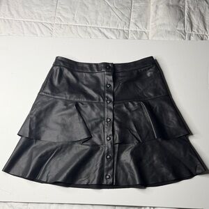 Vero Moda Vegan Leather Ruffled Mini Skirt Size Small